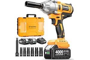TASKSTAR Cordless Impact Wrench 1/2 Inch, 1200N·m(886ft・lbs) Brushless High Torque Impact Gun, 21V Electric Impact Driver, 2x4.0Ah Batteries, Charger & 6 Sockets, Variable Speeds for Car/Truck RV/Mower