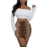 Women's Stretch High Waist Ruched Bodycon Skirts Double Layer Sexy Club Tight Mini Skirt