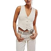 Free People, Womens, Tate Denim Vest, Ecru, Large