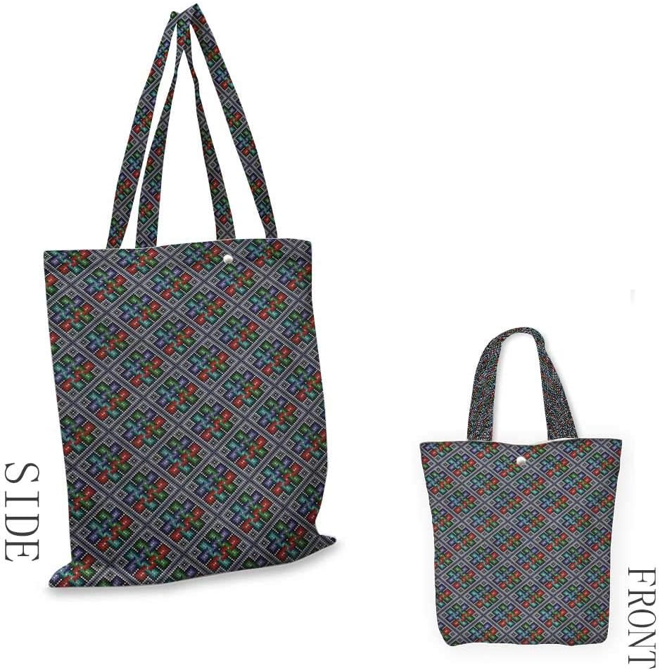 EthnicShopping Bag seriesTraditional Folk Pattern in Knitting Form South American Ecuador Geometric TropicalInsulated Shopping Bag W15.75 x L17.71 Inch Multicolor