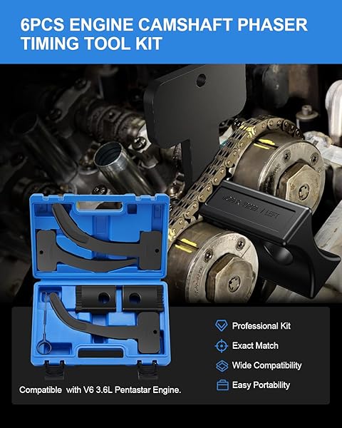 ZOMIYU 3.6 PENTASTAR TIMING TOOL KIT, CAMSHAFT PHASER LOCK SET CAMSHAFT HOLDING & TIMING CHAIN LOCK TOOLS REPLACES 10200A 10202A 10369A COMPATIBLE WITH CHRYSLER DODGE JEEP RAM 3.6L ENGINE (2011-2019)