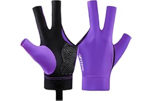 FITFIV Billiards Glove Professional 3-Finger Pool Glove for Left Hand, Snooker Cue Gloves for Men and Women