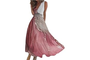 GENERIC Maxi Dresses for Women 2024 Floral Cute Sleeveless Elegant Summer Dresses V Neck Flowy Long Dress Trendy Wedding Guest Dress