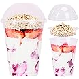 Aatriet 16 oz Clear Plastic Parfait Cups with Insert 4oz & Dome Lids No Hole - (50 Sets) Yogurt Fruit Parfait Cups for Dips and Veggies, Take Away Breakfast and Snacks. No Leaking