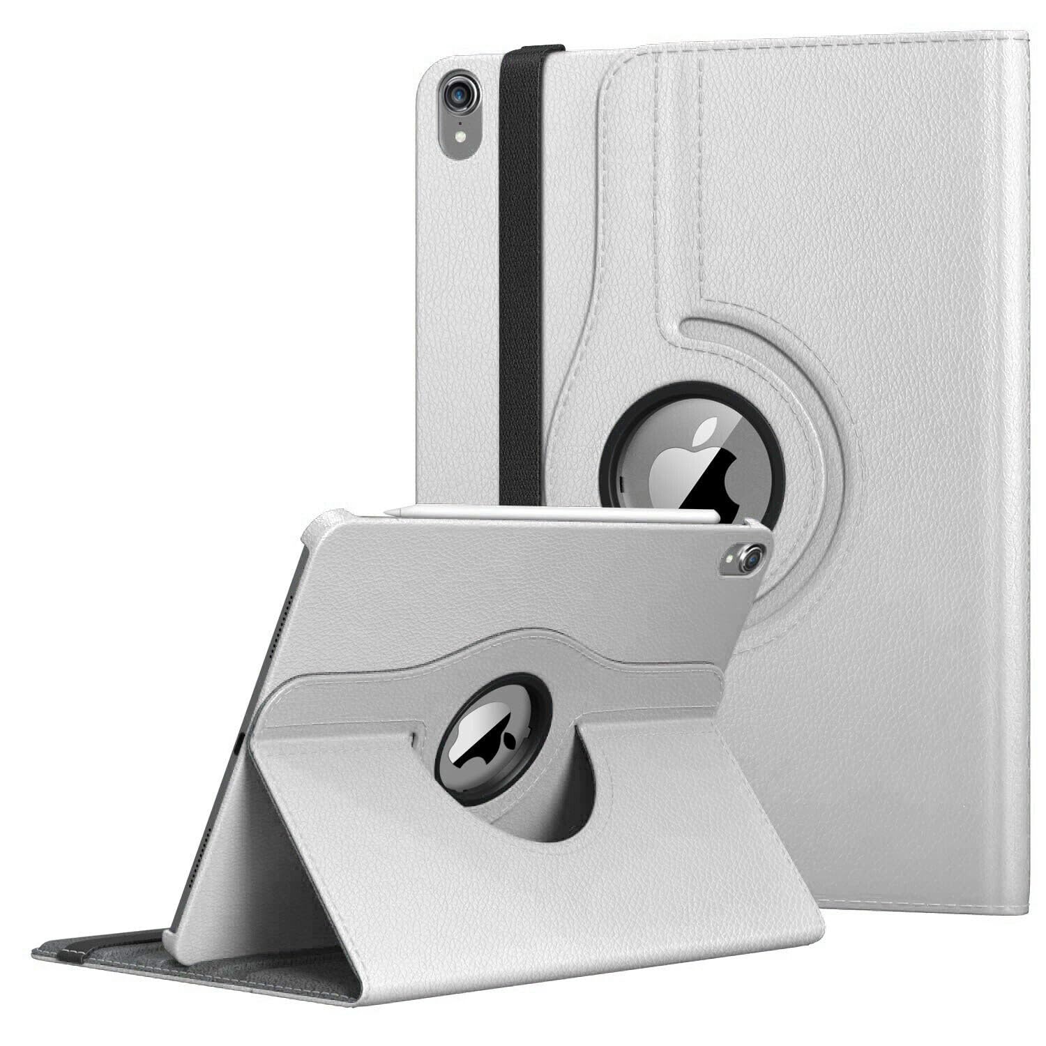 360 Rotate Leather Case For Apple iPad 10th/11th Generation Released 2022/2025 Only For Model Numbers A2757, A2777, A2696, A3355, A3356, A3354. (White)