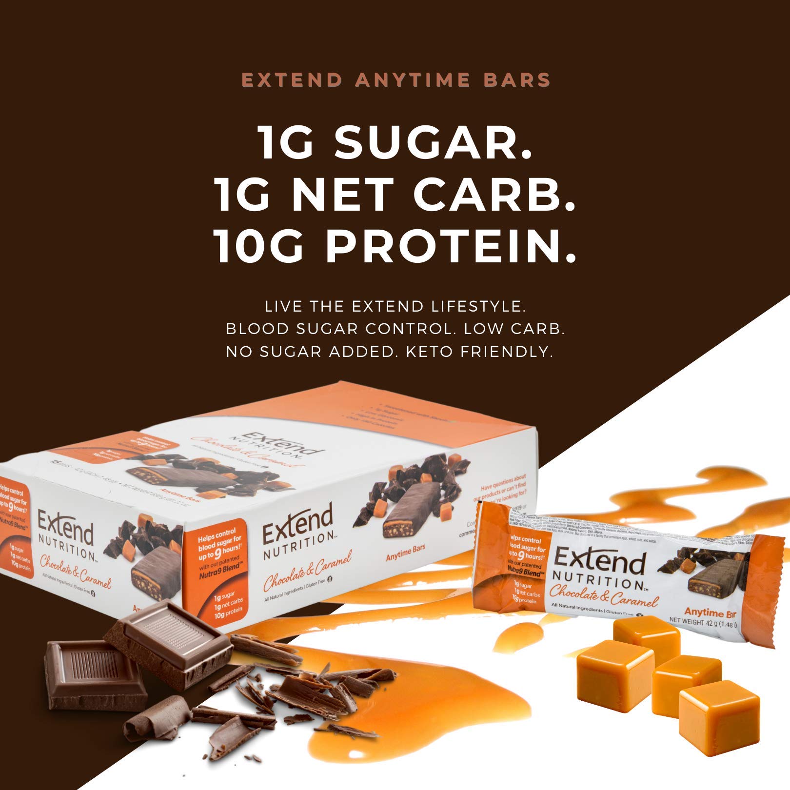 Extend Bar, Chocolate & Caramel, 1.48 oz. Bars (Pack of 15)