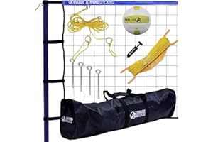 PARK & SUN SPORTS Park & Sun Spiker Sport Portable Outdoor Volleyball Net System – Blue Net, Regulation Size 32' L x 3' H, Adjustable Height, Lightweight, Includes Carrying Bag for Backyard and Beach Play