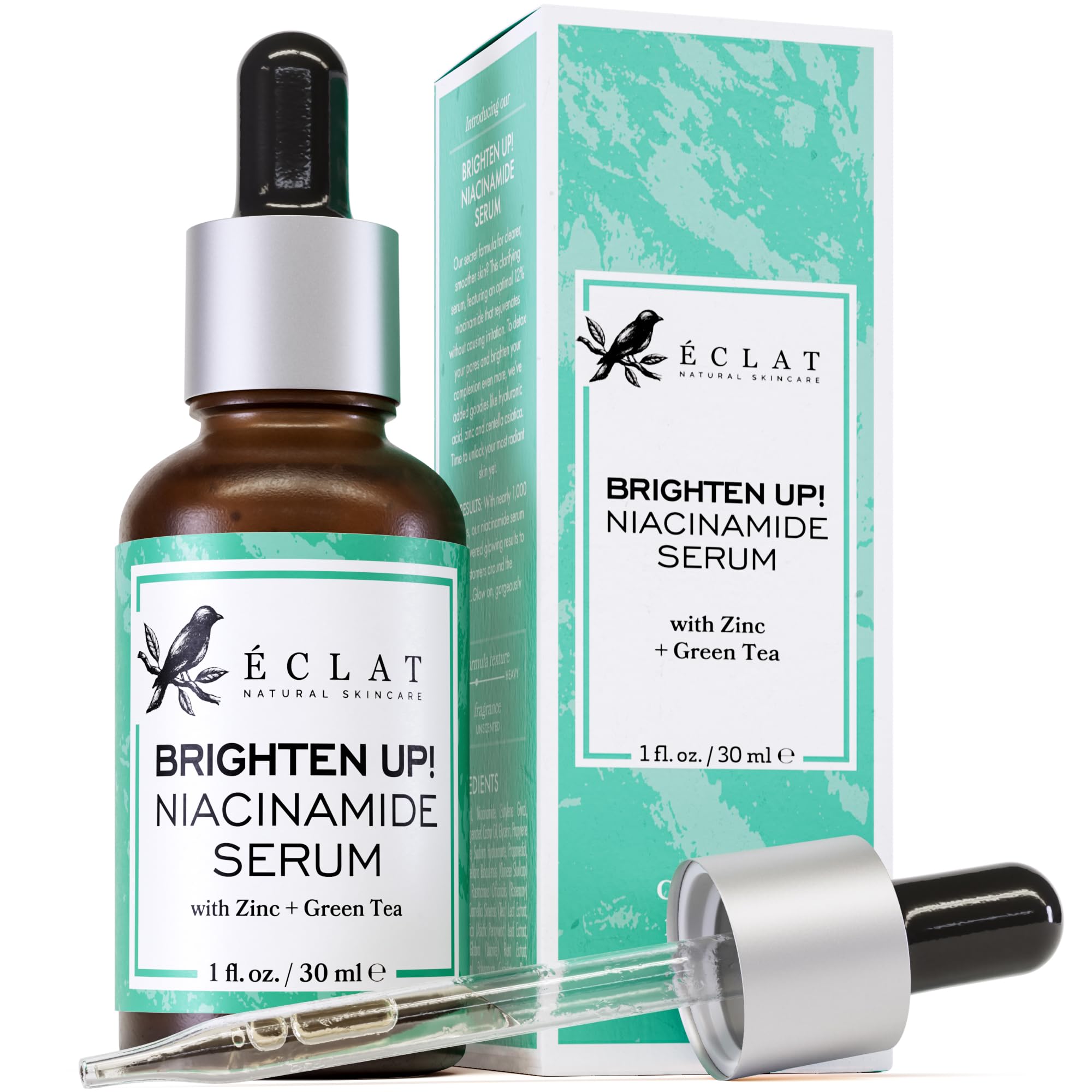 Eclat Skincare Clarifying Niacinamide Serum - 12% Niacinamide with Zinc PCA & Hyaluronic Acid - Hydrating & Soothing Formula - Facial Serum for Minimising Pores and Improving Skin Texture 30 ml