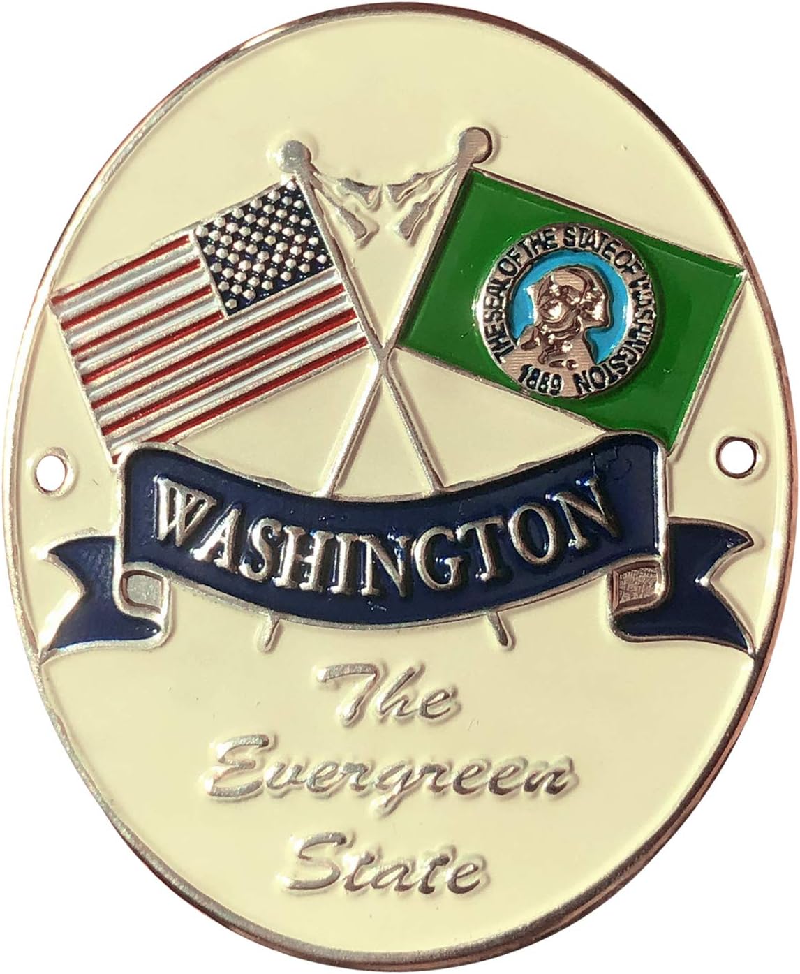 Washington & United States of America Flags - Hiking Stick Medallion - The Evergreen State