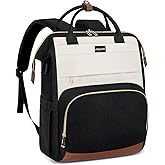 MOSISO Laptop Backpack for Women, 15.6 inch Laptop Bag with USB Charging Port&Front Corduroy Pocket, Carry on Computer Bookbag Travel Backpack Casual Daypack for Office College Work Business, Black