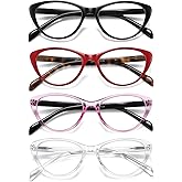 SOCTICK 4 Pack Fashion Cat Eye Reading Glasses for Women, Computer Blue Light Blocking Readers Anti Glare Eyeglasses