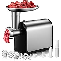 FOHERE Meat Grinder, Stainless Steel Sausage Stuffer Maker Meat Mincer Machine with 2 Blades & 3 Plates, 2000W Max Electric F