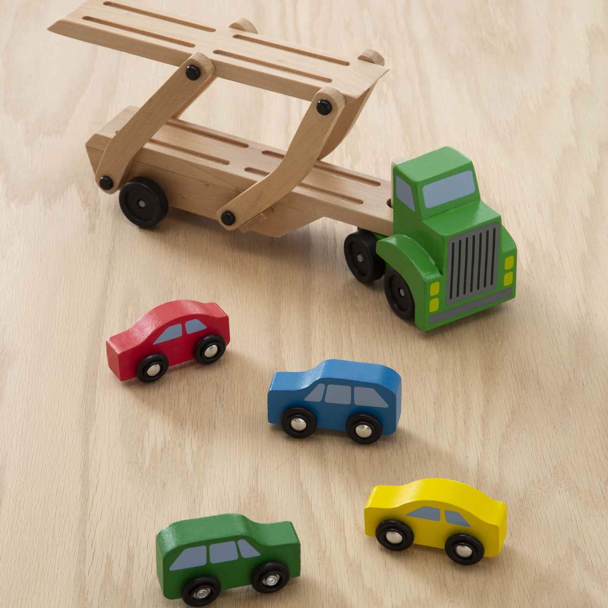Melissa & Doug Car Carrier Truck & Cars Wooden Toy Set with
