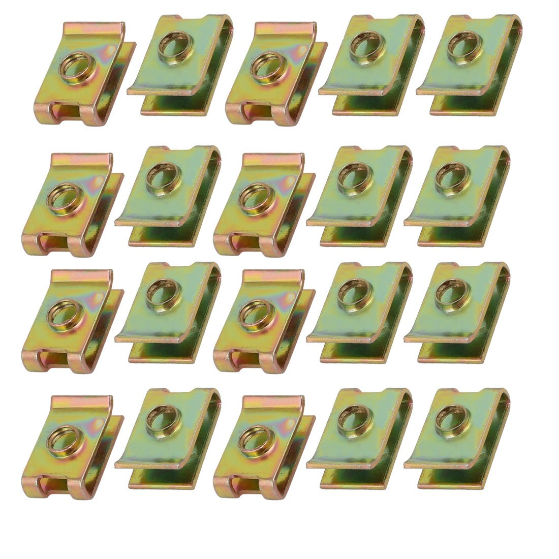 Sourcingmap 20pcs Spring Steel Speed Fastener Extruded U Nut Brass Tone for M5 Screw