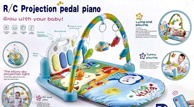 Supreme Deals Latest 3-in-1 Baby Musical Activity Gym Lay, Sit, Kick and Play Mat Toys with Music, Projection Lights and Wireless Remote (Multicolour, Up to 3 Year)