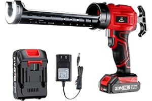 AVHRIT Cordless Caulking Gun, [2023 Upgraded] 21V Dripless Caulk Gun with LED Light, 10oz/300ml Silicone Gun for Filling Sealing, 4 Adjustable Speed Electric Caulking Gun Kit with Battery and Charger