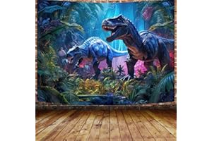 GOAOK Dinosaur Tapestry for Boys Room Decor, Wild Anicient Animals Wall Tapestry, Nature Forest Fairytales Dinosaur Tapestry Wall Hanging 80X60 Inches for Bedroom Living Room Dorm Room
