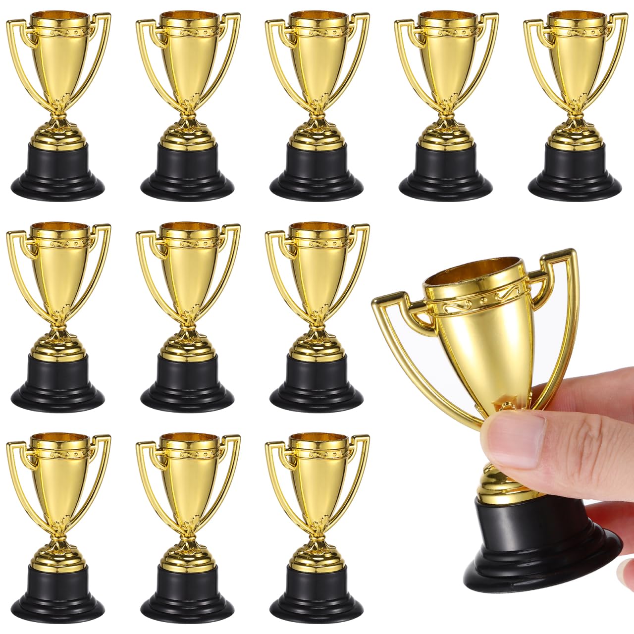 NUOBESTY Mini Trophies, 24pcs Gold Trophy Award Trophy Cup for Kids Plastic Small Trophies for Party Favors, Rewards, Winning Prizes, Competitions, Tournaments