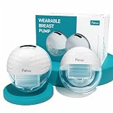 Paruu P10 Hands-Free Breast Pump Wearable, 338mmHg Strong Suction, Low Noise, 4 Modes &amp; 9 Levels, Electric Breast Pump Portable, Smart Display, 19/21/24/28mm Insert/Flange, 2 Pack (White)