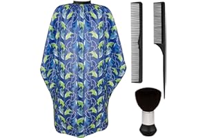 Yafeco kids barber cape and Neck Duster Brush Hair Comb Set,toddler hair cutting cape with Adjustable Closure barber cape (Shark 4 piece set)