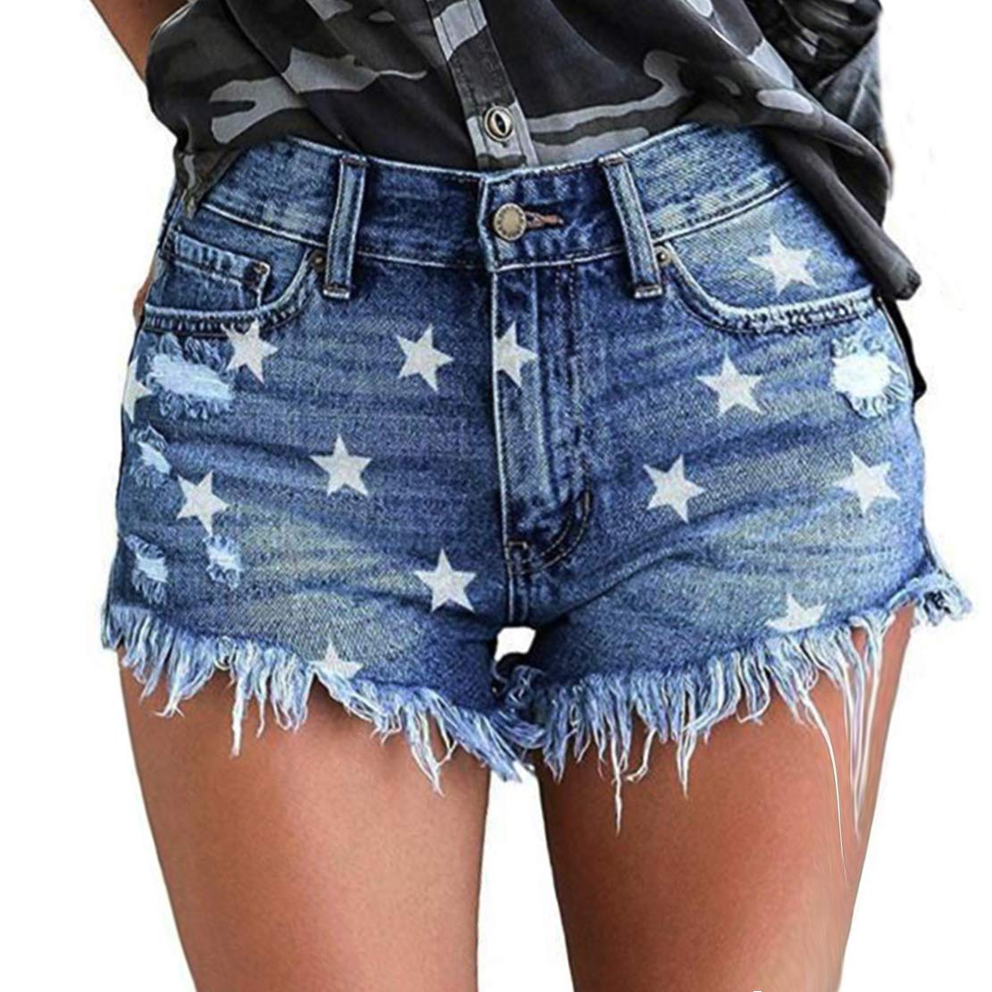 Buy Ausehed Cut Off Denim Shorts for Women Frayed Distressed Jean