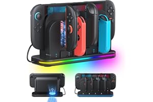 RGB Charging Dock for Nintendo Switch 2 2025- with Cooling Fan,Switch 2 Chagrer Dock Joycon 2/1 Joycon, Dual-Direction Chargi