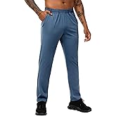 MIER Mens Athletic Sweatpants for Workout Gym Running Jogging Active Lightweight Track Sweat Pants, 3 Zipper Pockets Bottoms