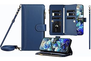 IVY Multi-Function Leather Wallet Case for Moto G Power 2025 with 9 Card Slots, Zipper Purse, Wrist & Shoulder Strap, Clear W