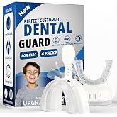 4 Pack Clear Toddler Mouth Guards with Fitting Tray, with 1 Storage Case
