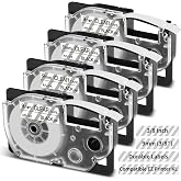 4-Pack Replace for Casio Label Maker Tape 9mm XR-9X4 XR-9X Clear Laminated | Compatible with Casio EZ Label Printer Label It Tape Cartridge 9mm for KL-60 KL750B KL-780 KL-120 KL-100 KL-750 KL-820 KL7200