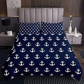 Feelyou Ocean Boat Bedding Set Queen - Jellyfish & Anchor Print, Navy Blue, Microfiber Comforter - View #6