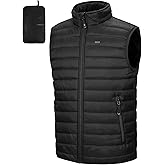 33,000ft Men's Lightweight Packable Insulated Puffer Vest Outerwear, Warm Winter Sleeveless Jacket for Golf Running