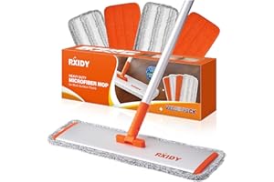 RXIDY Microfiber Mop 18" Large Flat Mop with 4 Reusable Washable Pads Professional Floor Mops with Aluminum Handle Wet and Du
