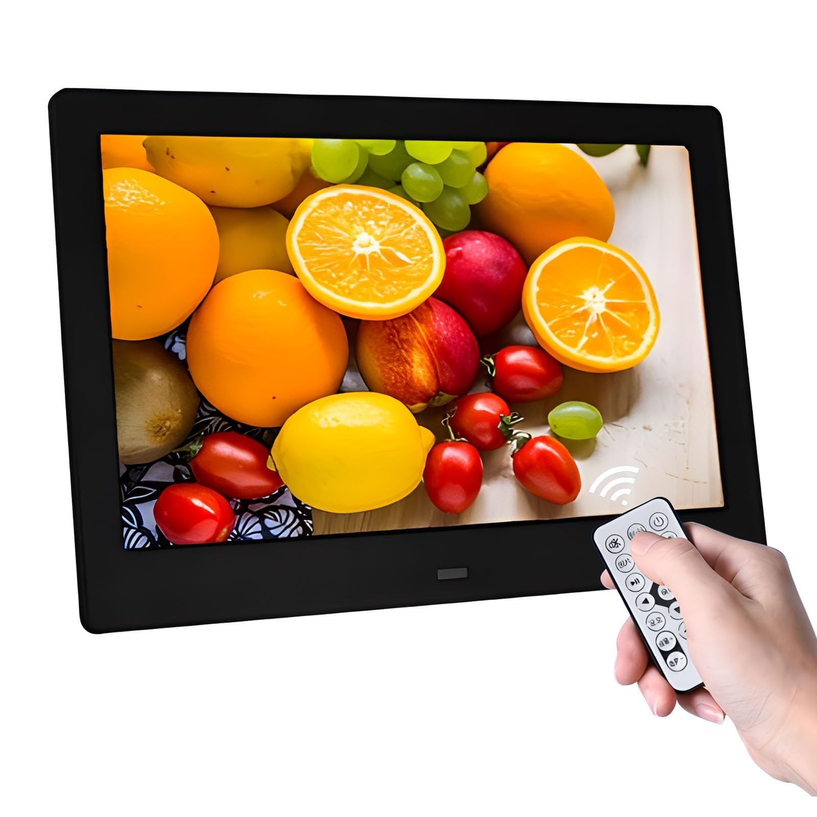 Haipky 7" HD IPS Digital Photo Frame - 1080P Video, Auto On/Off, Image Preview, MP3, Calendar, Clock, Remote Control, Black