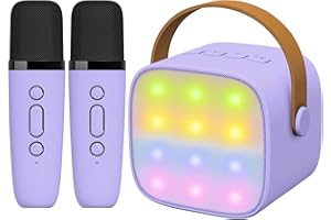 UMEIJA Karaoke Machine for Kids Age 4-12 Kids Microphone with 2 Wireless Mics Portable Bluetooth Karaoke Speaker with LED Lights for Kids&Adults Toys for 5 6 7 8 9 10 11 Years Teens Girl Boys Purple