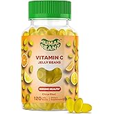 Human Beanz Vitamin C Jelly Bean Gummies for Adults, Immune Support Dietary Supplements, Vegetarian, 120 Citrus Blast Jelly Beans, Kosher