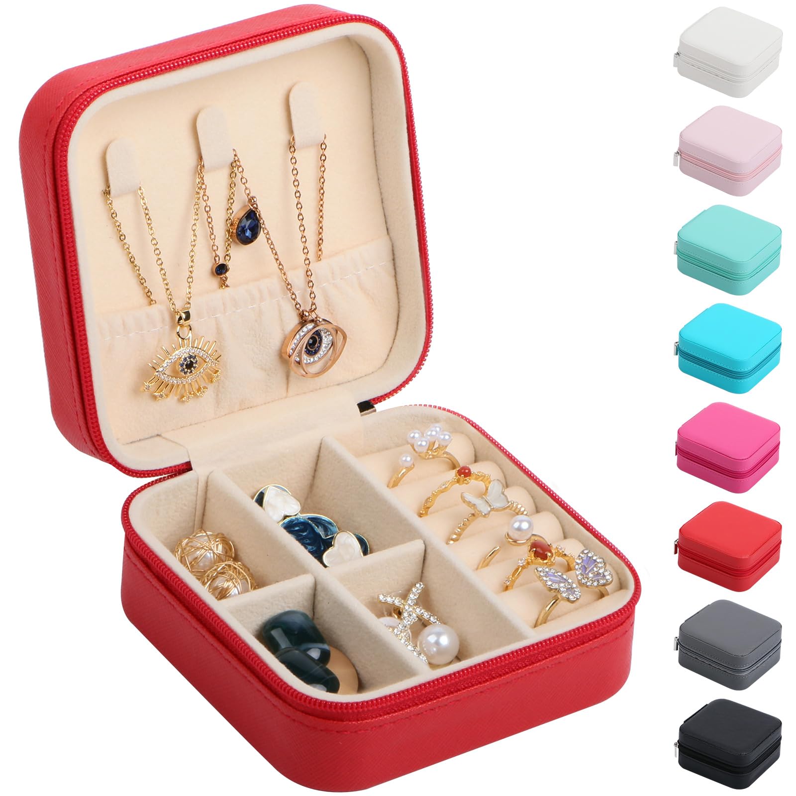 Photo 1 of 17Dec Small Travel Jewelry Case Organizer,Mini Travel Essentials for Women,Bridesmaid Gifts Birthday Gifts for Women,Small Jewelry Box for Girls 8-12