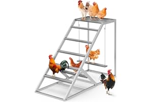 Chicken Coop Perches with Swing, Roosting Bars, Chicken Run Accessories Toy, Wooden Ladder for Pet's Healthy & Happy, Sturdy 