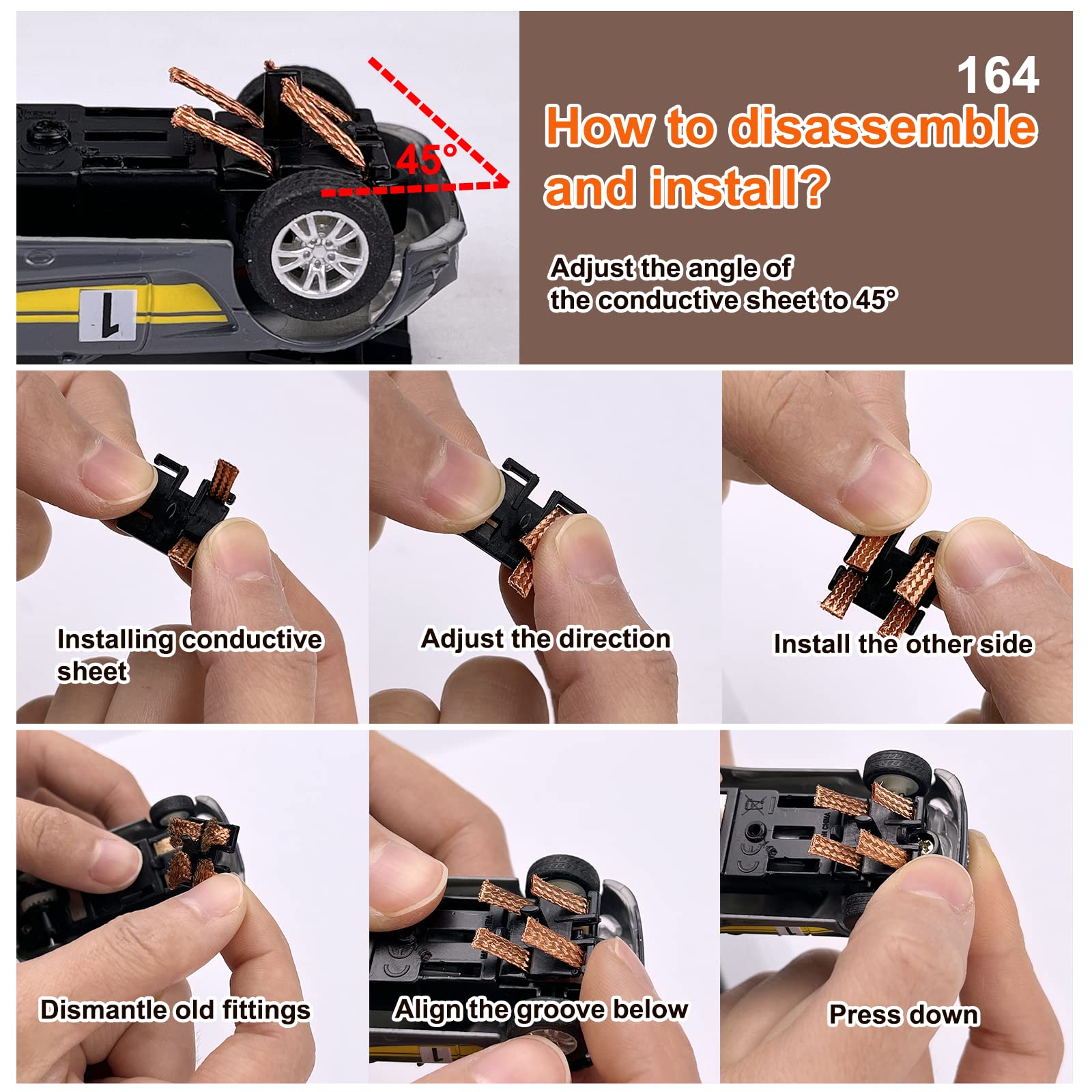 AGM MASTECH Replacement Brushes with Guide Blade for 1:64 and 1:43 Slot Cars