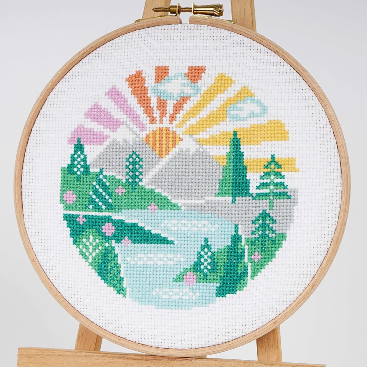 Cross Stitch Kit - Wandering Peaks for Beginners Modern Kit Includes DMC Threads and Zweigart Fabric