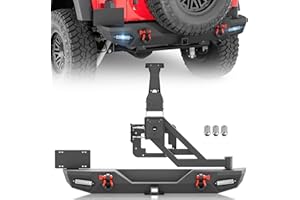 YZONA for Wrangler JK Rear Bumper with Spare Tire Carrier Compatible with 2007-2018 Jeep Wrangler JK JKU Unlimited 2/4 Doors 