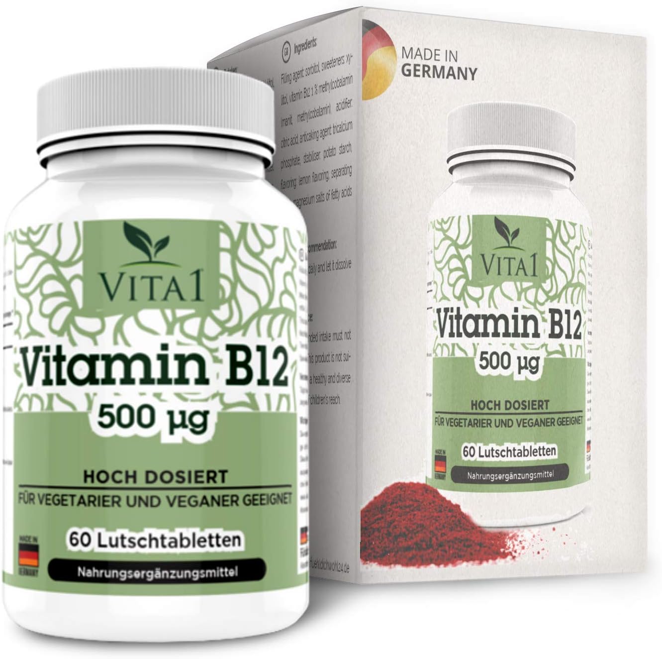 VITA1 Vitamin B12 Cobalamin 500µg • 60 Lutschtabletten (2 Monate Vorrat