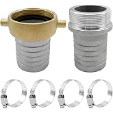 BITOTU 2 inch Aluminum Pin Lug Hose Shank Fitting Set, 2" Hose Shank Coupling Set with 4 Hose Clamps (2 inch)