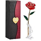 MNIEYU Gold Rose 24K Plated Gold Dipped Rose, Forever Preserved Red Rose Flowers with Stand,Romantic Gift for Valentine's Day and Mothers Day, Anniversary, Birthday,Gifts for Her,Wife,Girlfriend