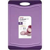 Neoflam Flutto Poly Cutting Board - Purple, Durable Plastic, Knife-Scratch Resistant, Large Handle, Kitchen Essential (11.5 x 8 x 0.4 inches)