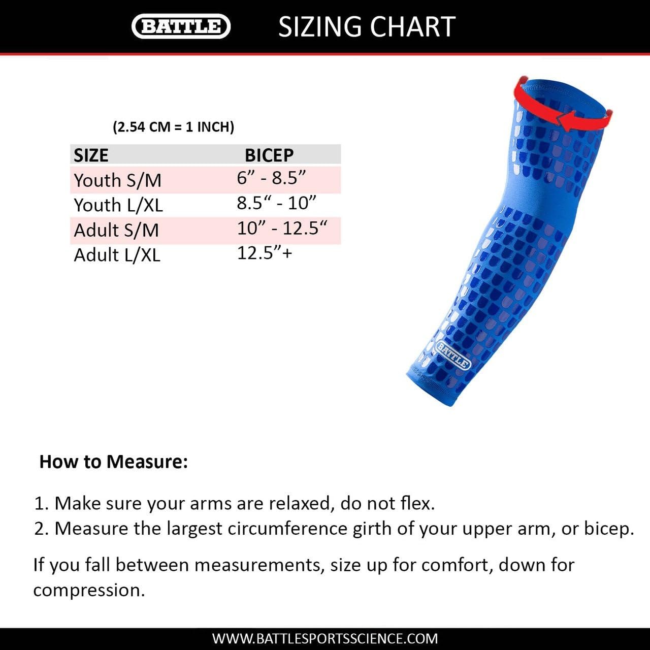 Battle Ultra-Stick Full Arm Sleeve – Compression Support Sleeves with Ultra-Tack Grip – Forearm and Elbow Protection, Single: Clothing