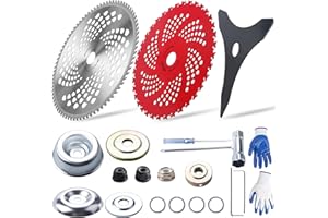 GASHWER 10" x 80T Carbide Tip Brush Cutter Trimmer Blades & 9" x 36 Teeth Carbide Tipped Blades & 10" x 3 Teeth Carbon Blades with Adapter Kit