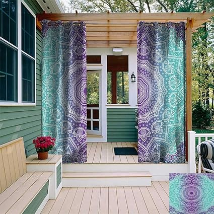 Amazon Com Leinuoyi Purple And Turquoise Outdoor Curtain Wall
