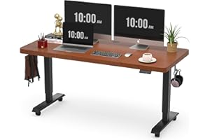 Monomi Electric Standing Desk, 55x28 Inches Adjustable Height Desk, Home Office Sit Stand Up Desk (Black Frame/Cherry Top)