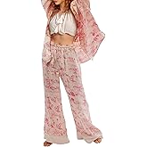 Yimoon Womens Satin Pajama Set Floral Silk Pajamas 2 Piece Cute Long Sleeve Button Down Pjs Sleepwear Lounge Set